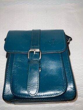 Patricia Nash Teal Leather Buckle Crossbody